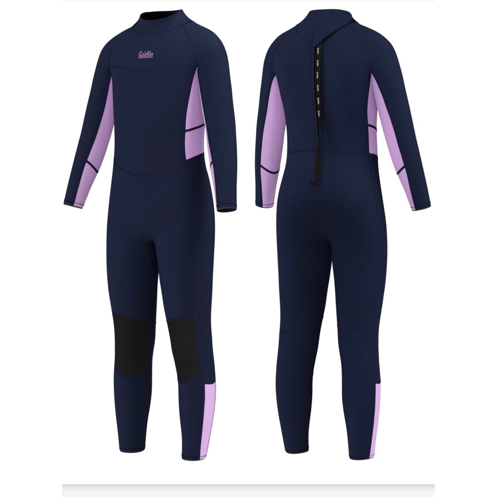 Goldfin Wetsuit Kids Youth Navy Pink Excellent Full Body Neoprene Back Zip 2mm